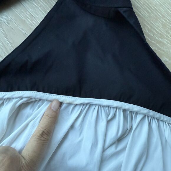 Caroline Constas Bow Halter Top White Sz M Volume Babydoll Peplum Color-block - Picture 9 of 15